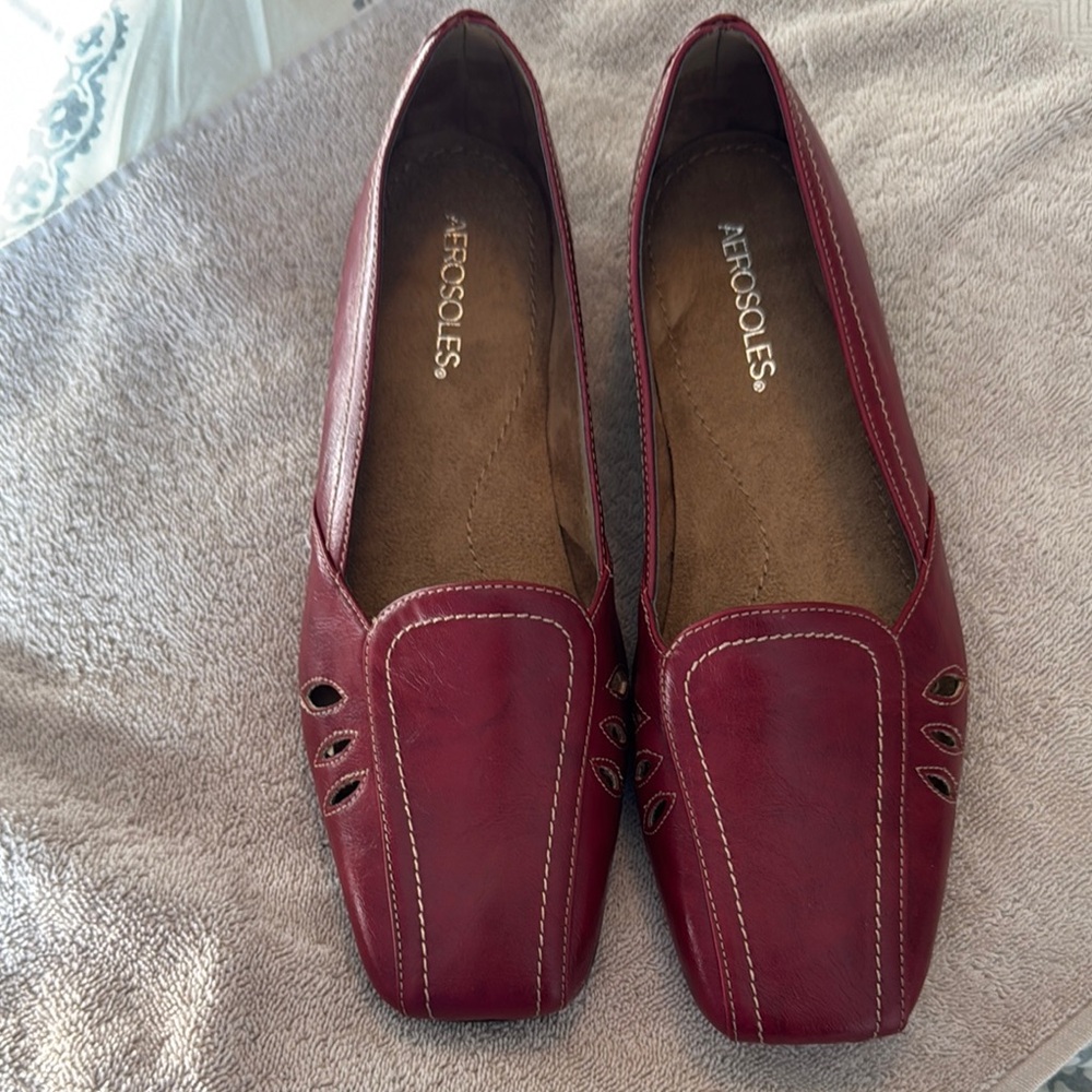AEROSOLES Red Square Toe Loafers
